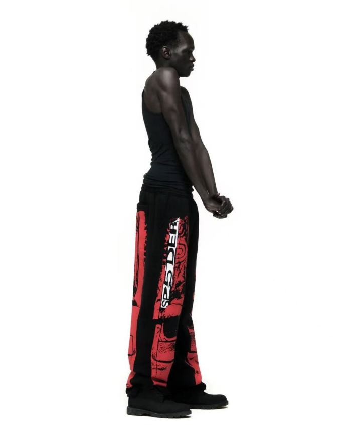 [Big & Tall for weights up to 220 lbs]1:1 quality version Red Printed Zipper  Hoodie & Pants Set 28760678
