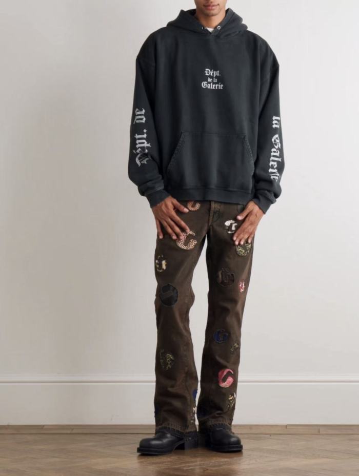 [Big & Tall for weights up to 260 lbs]1:1 quality version Gothic White Letter Washed Black Hoodie 28760682