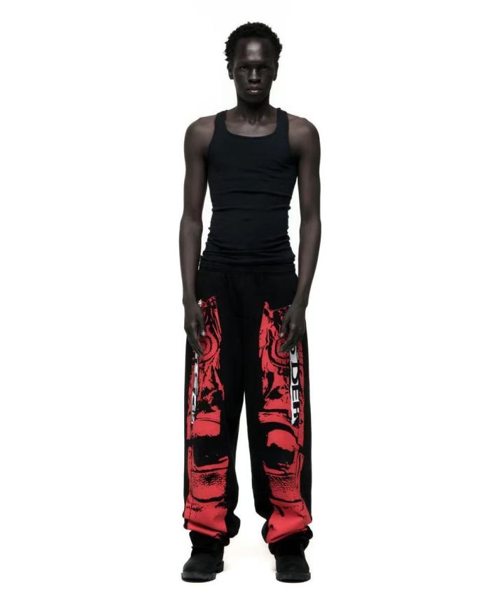 [Big & Tall for weights up to 220 lbs]1:1 quality version Red Printed Zipper  Hoodie & Pants Set 28760678
