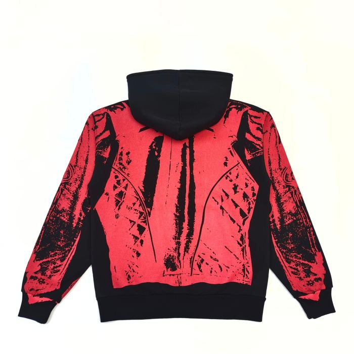 [Big & Tall for weights up to 220 lbs]1:1 quality version Red Printed Zipper  Hoodie & Pants Set 28760678