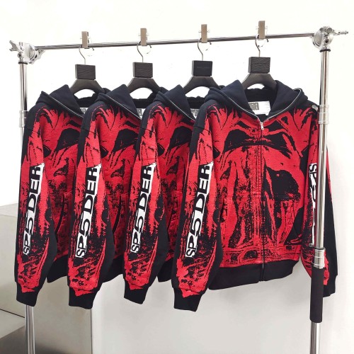 [Big & Tall for weights up to 220 lbs]1:1 quality version Red Printed Zipper  Hoodie & Pants Set 28760678