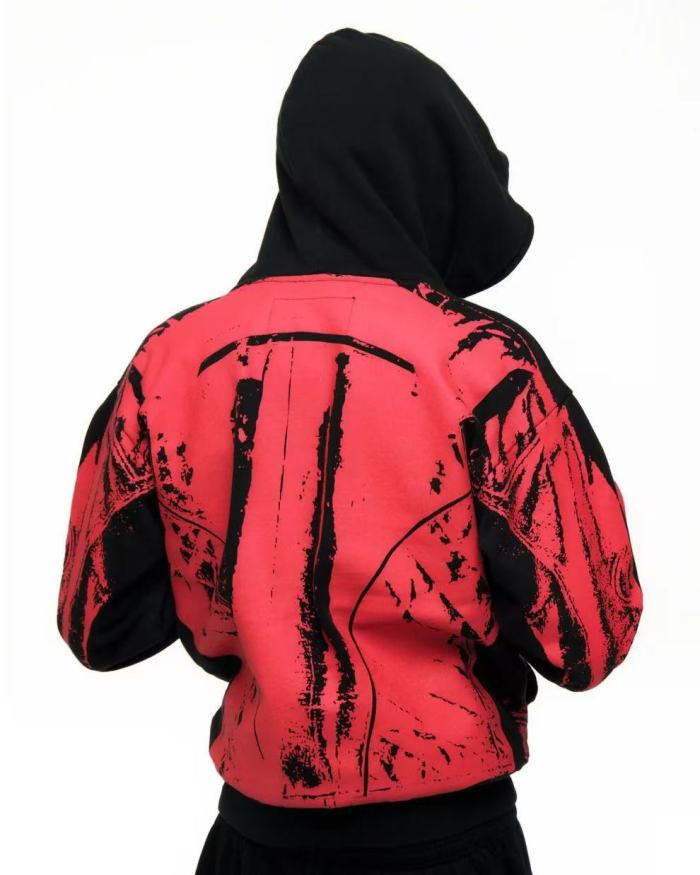 [Big & Tall for weights up to 220 lbs]1:1 quality version Red Printed Zipper  Hoodie & Pants Set 28760678
