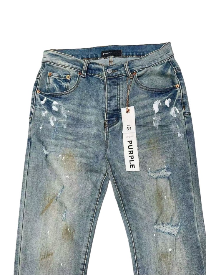 1:1 quality version Vintage Yellowed Splash Ink Ripped Jeans 28761305