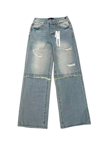 1:1 quality version Knee Patchwork Tassel Embellishment Straight Leg Jeans 28761318