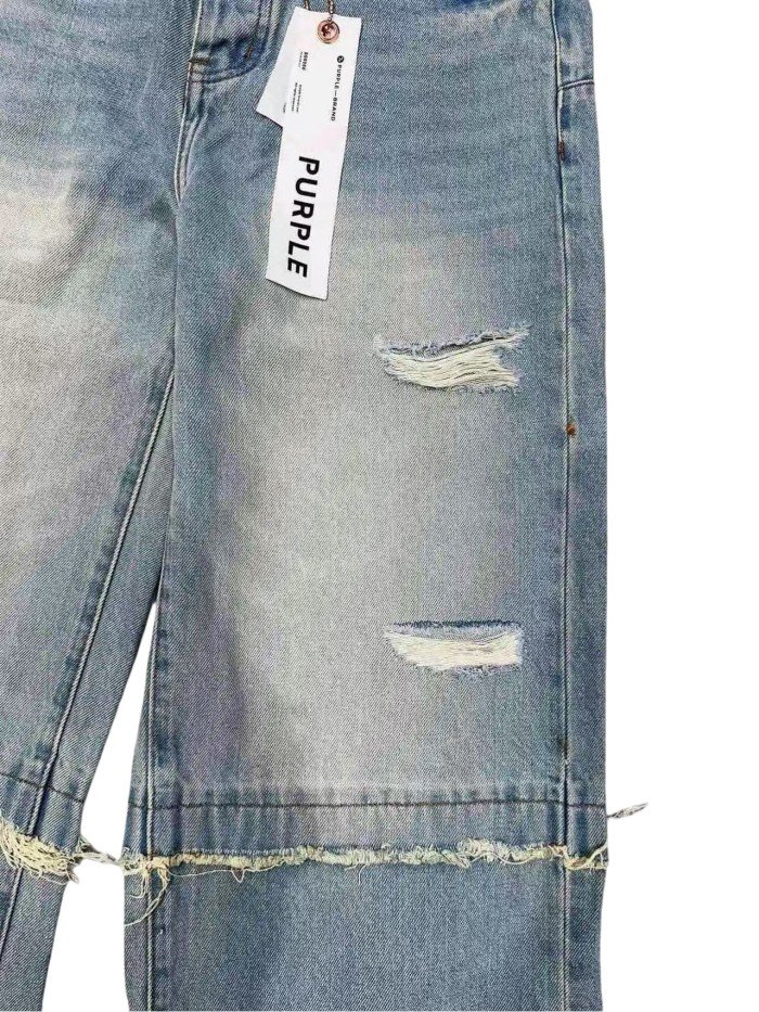 1:1 quality version Knee Patchwork Tassel Embellishment Straight Leg Jeans 28761318