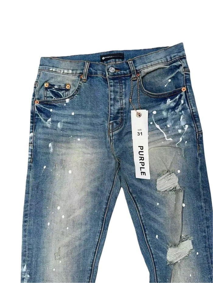 1:1 quality version Paint Graffiti White Speckles Ripped Jeans 28761302