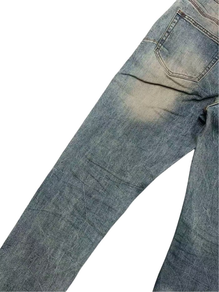 1:1 quality version Irregular Rips Distressing Washed Jeans 28761306