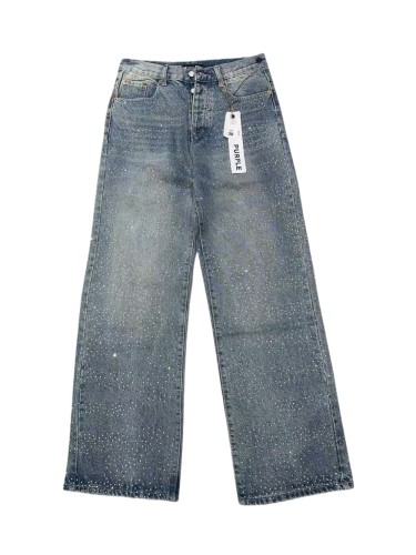 1:1 quality version Front Starry Sky Hot-fix Rhinestone Straight Leg Jeans 28761319