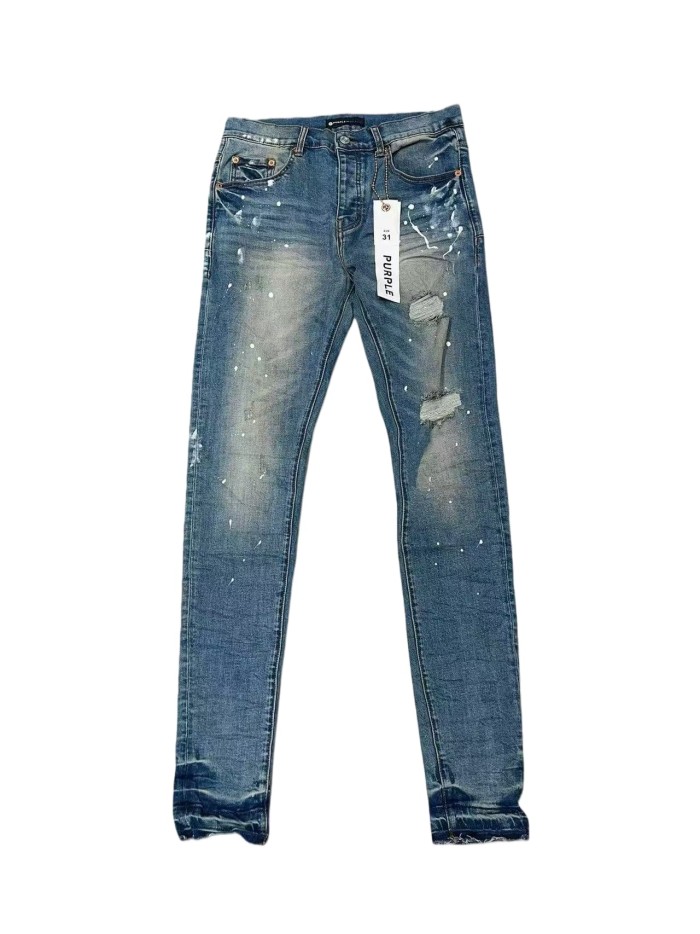 1:1 quality version Paint Graffiti White Speckles Ripped Jeans 28761302