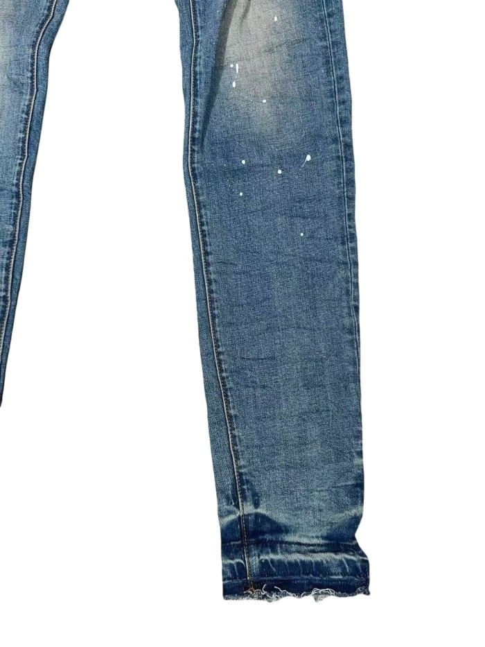 1:1 quality version Paint Graffiti White Speckles Ripped Jeans 28761302