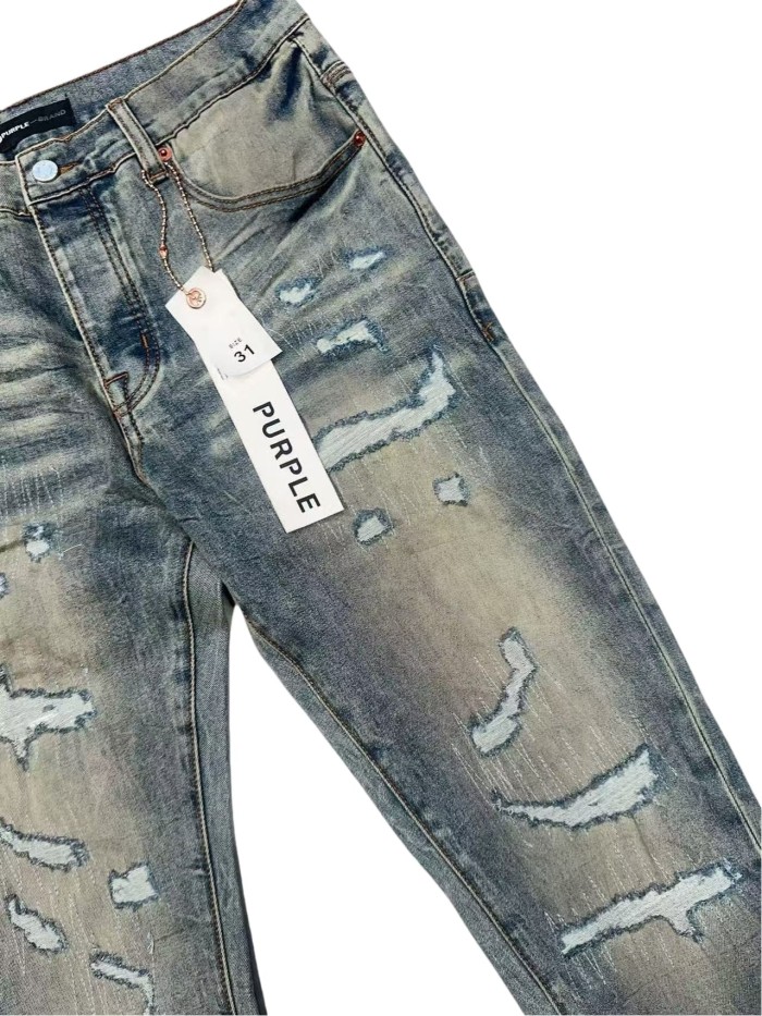 1:1 quality version Irregular Rips Distressing Washed Jeans 28761306