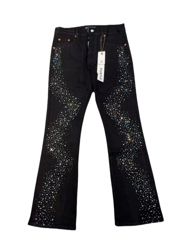 1:1 quality version Wavy Zigzag Fine Rhinestone Embellishment Jeans 28761316