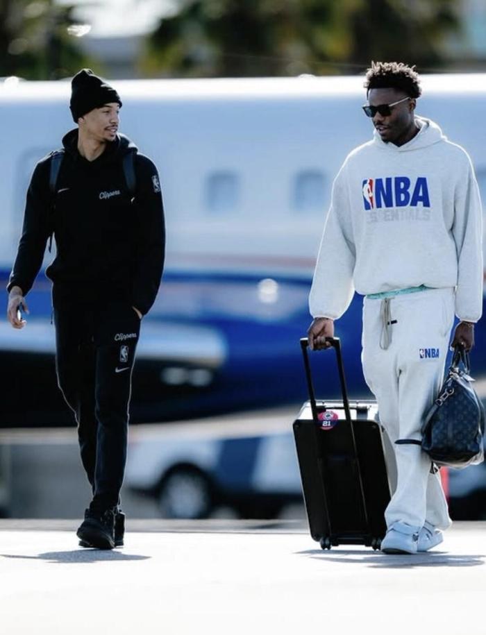 1:1 quality version NBA Collaboration Silicone Letter Print  Hoodie & Sweatpants Set 2 colors 28761274
