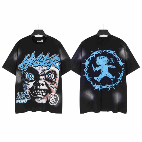 [Buy Two Get One Free]Scarred Character Print Washed Version Tee 28770245