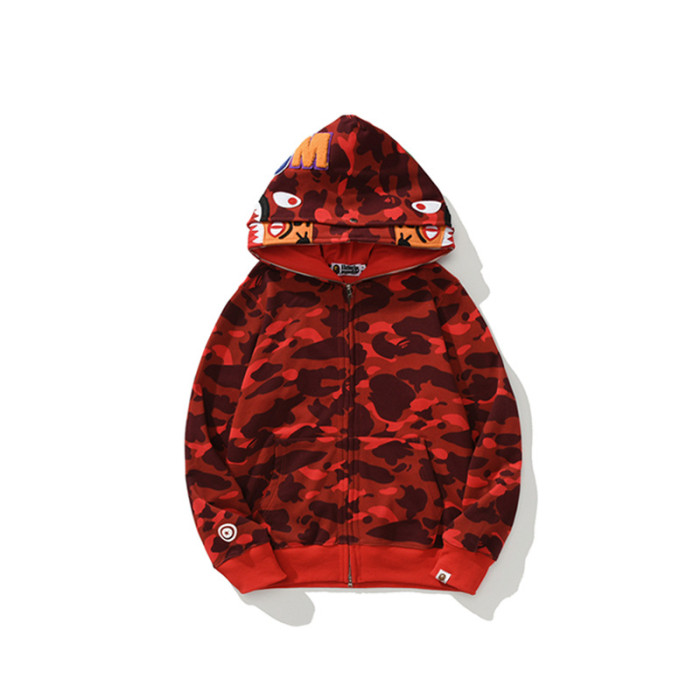 Camouflage Double-Capped Tiger Head Lightweight Fleece Shark Zipper Hoodie 3 colors 28772143