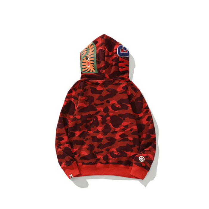 Camouflage Double-Capped Tiger Head Lightweight Fleece Shark Zipper Hoodie 3 colors 28772143
