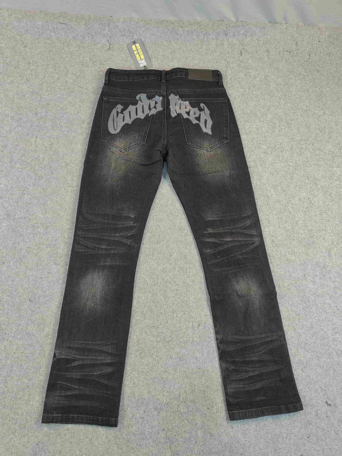 28346713 Letter Print Ripped Jeans