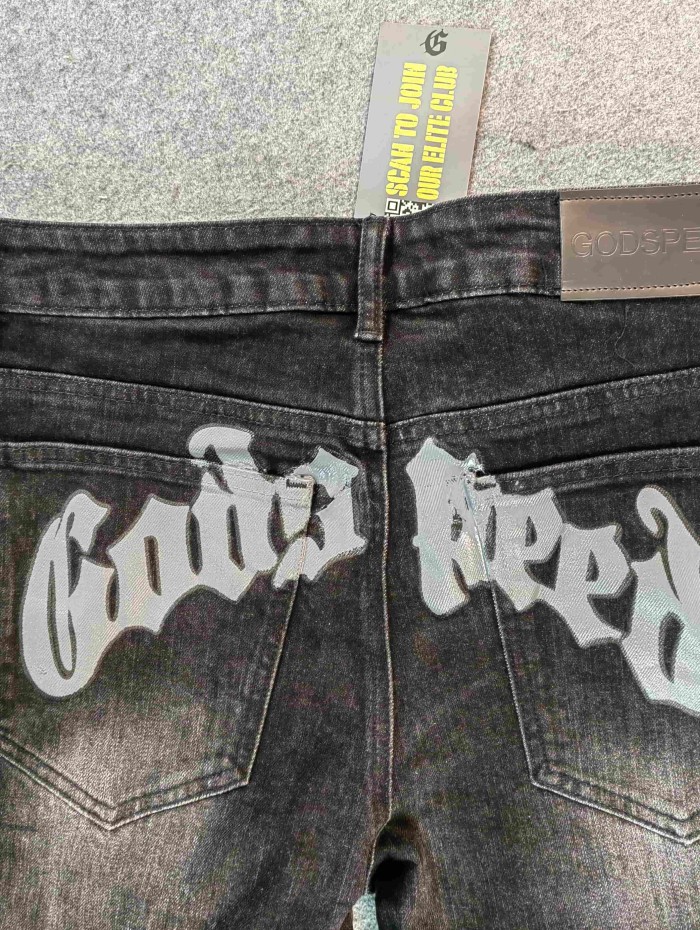 28346713 Letter Print Ripped Jeans