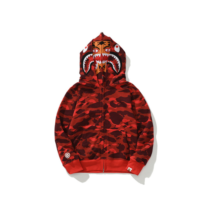 Camouflage Double-Capped Tiger Head Lightweight Fleece Shark Zipper Hoodie 3 colors 28772143