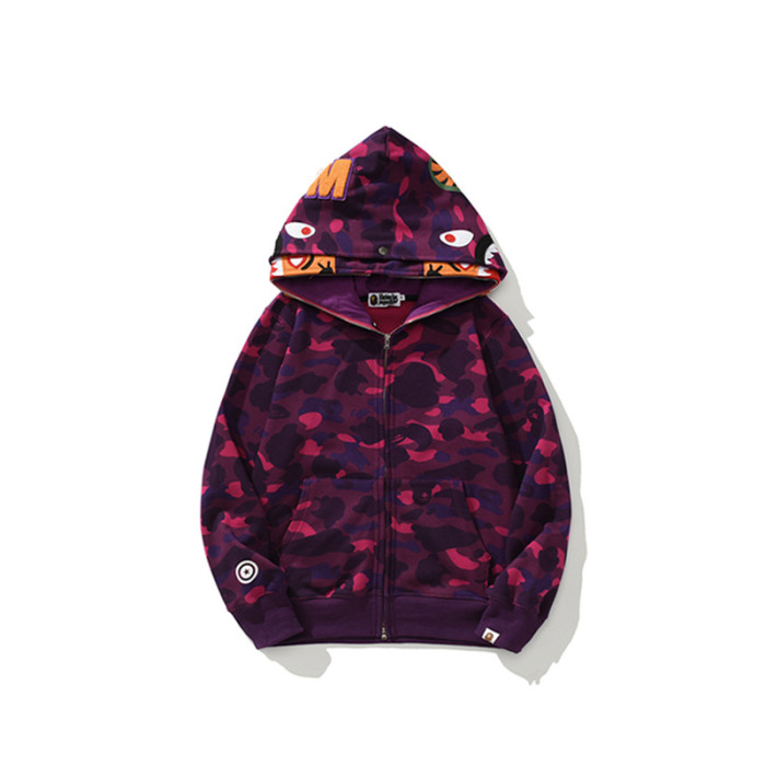 Camouflage Double-Capped Tiger Head Lightweight Fleece Shark Zipper Hoodie 3 colors 28772143