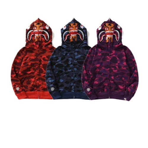 Camouflage Double-Capped Tiger Head Lightweight Fleece Shark Zipper Hoodie 3 colors 28772143