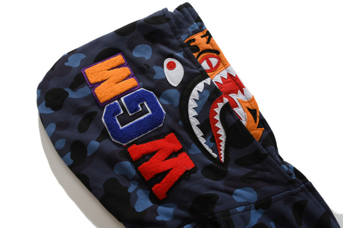 Camouflage Double-Capped Tiger Head Lightweight Fleece Shark Zipper Hoodie 3 colors 28772143