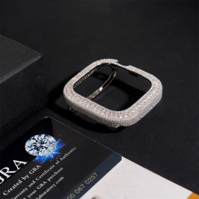 Sterling silver with D-color moissanite, 45mm Apple Watch case 28777613