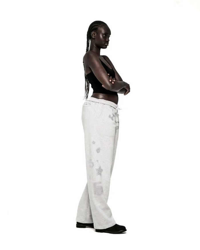 [Big & Tall for weights up to 220 lbs]1:1 quality version White Diamond Large Star Hoodie & Pants Set 28777396