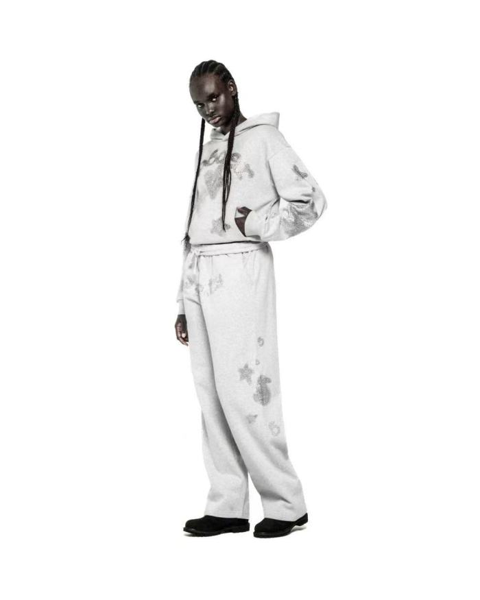 [Big & Tall for weights up to 220 lbs]1:1 quality version White Diamond Large Star Hoodie & Pants Set 28777396