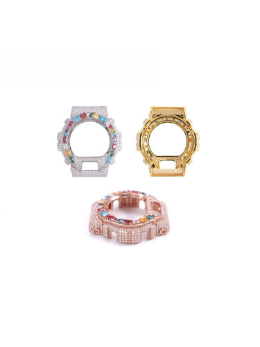 Sterling Silver Case with Colored Moissanite DW6900 Watch Case 3 colors 28777620