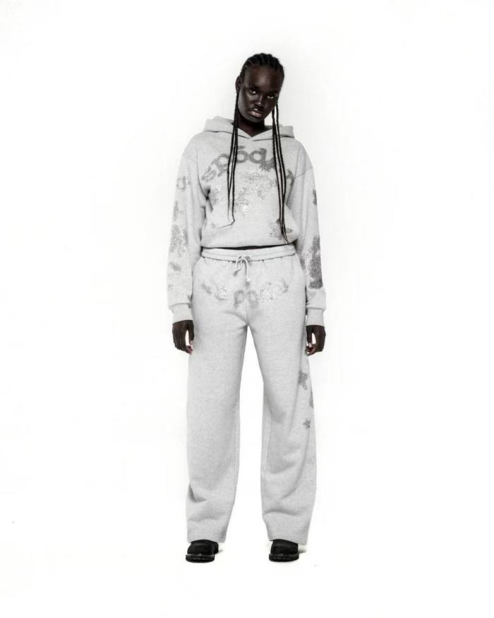 [Big & Tall for weights up to 220 lbs]1:1 quality version White Diamond Large Star Hoodie & Pants Set 28777396