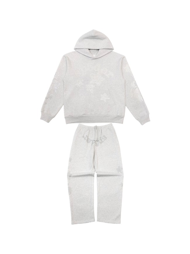 [Big & Tall for weights up to 220 lbs]1:1 quality version White Diamond Large Star Hoodie & Pants Set 28777396