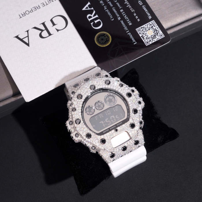 Sterling silver set with colored/black and white moissanite DW6900 Watch Case 3 colors 28777632