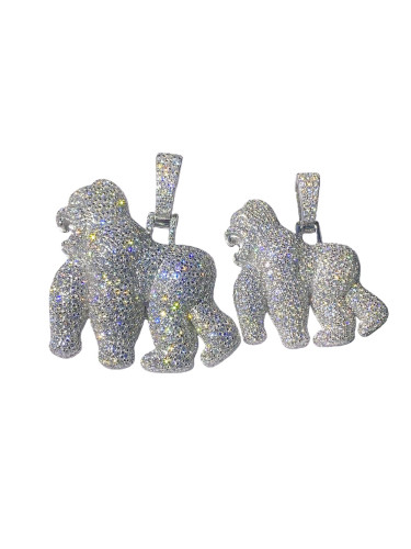 Sterling Silver Gorilla Pendant with Moissanite Stone 2 colors 28777545
