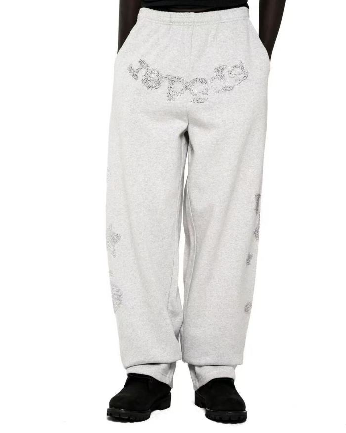[Big & Tall for weights up to 220 lbs]1:1 quality version White Diamond Large Star Hoodie & Pants Set 28777396
