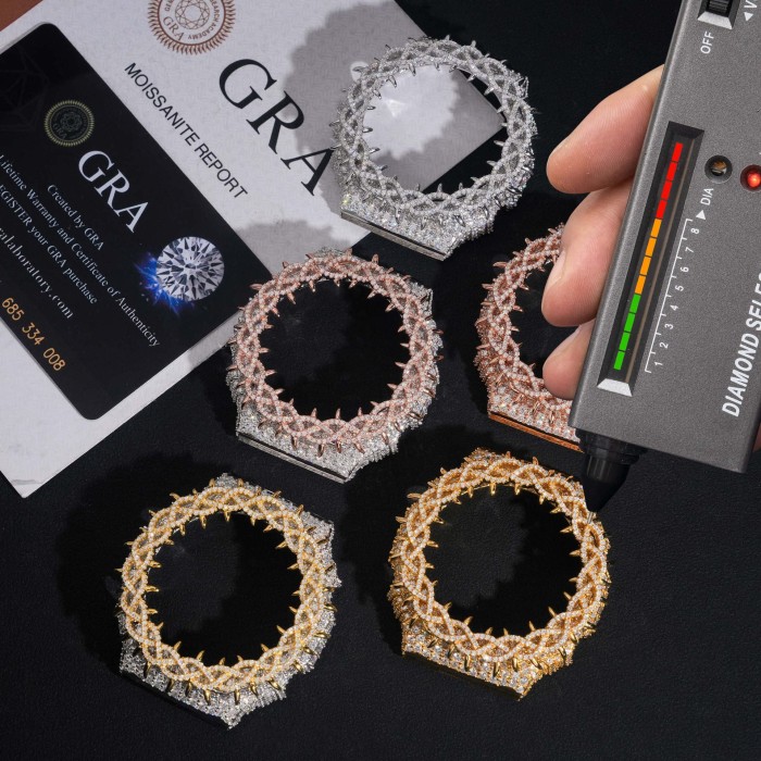 Sterling Silver with Moissanite Spikes GA2100 Watch Case 5 colors 28782455