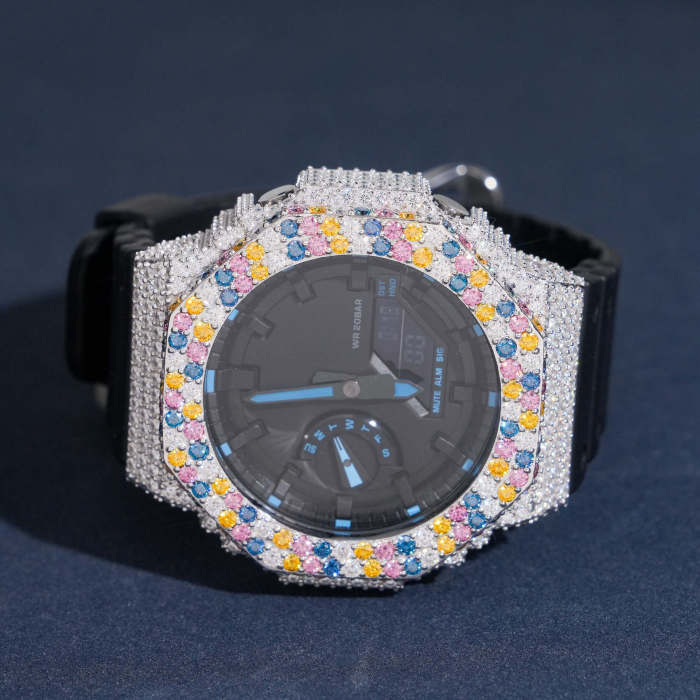 Silver-Inlaid Colored Moissanite GA2100 Model Watch Case 2 colors 28782461
