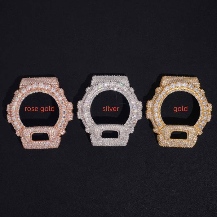 Bezel set with large moissanite stones on GM6900 model watch case 3 colors 28782447
