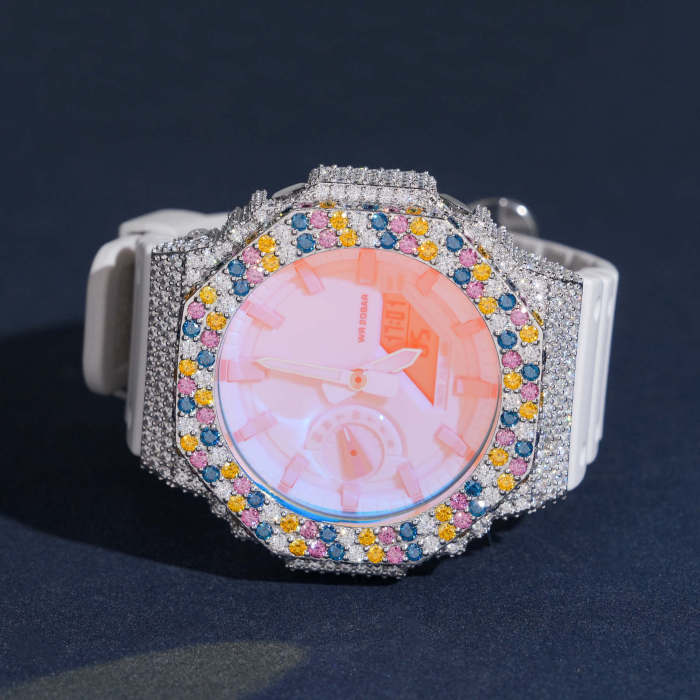 Silver-Inlaid Colored Moissanite GA2100 Model Watch Case 2 colors 28782461