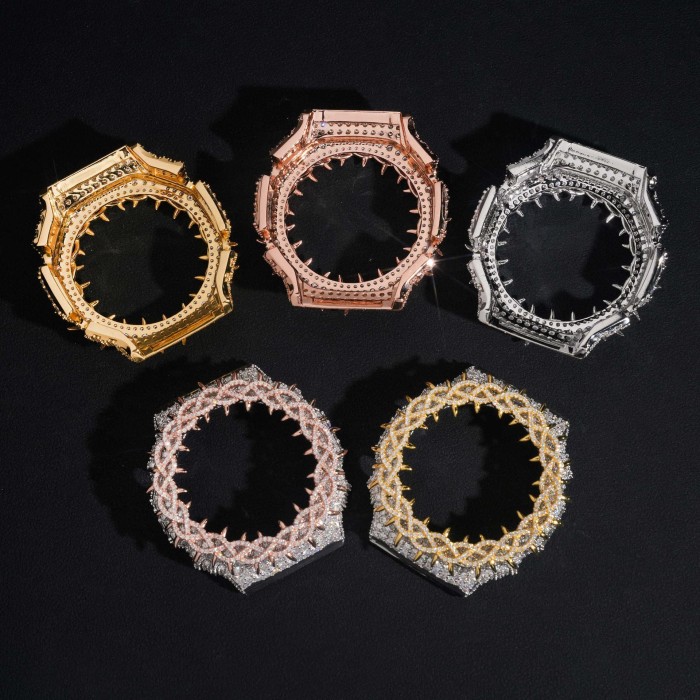 Sterling Silver with Moissanite Spikes GA2100 Watch Case 5 colors 28782455