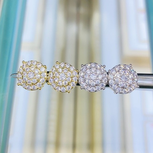 Hip-Hop Silver Moissanite Electroplated Earrings 2 colors 28782835