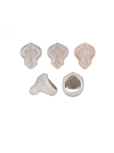 Silver-Inlaid Moissanite Cross Ring 3 colors 28782846