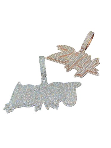 Silver-Set Moissanite Burr Letter Patchwork Pendant 3 colors 28782848