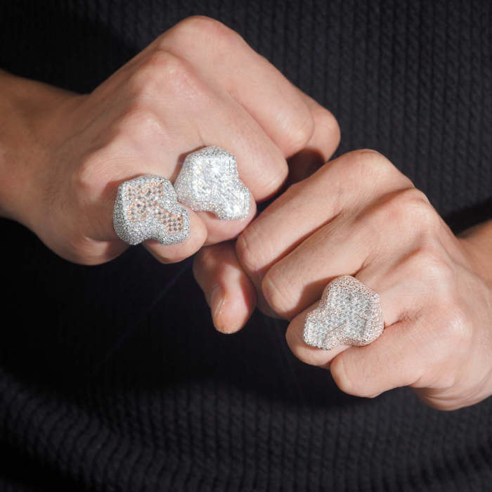Silver-Inlaid Moissanite Cross Ring 3 colors 28782846