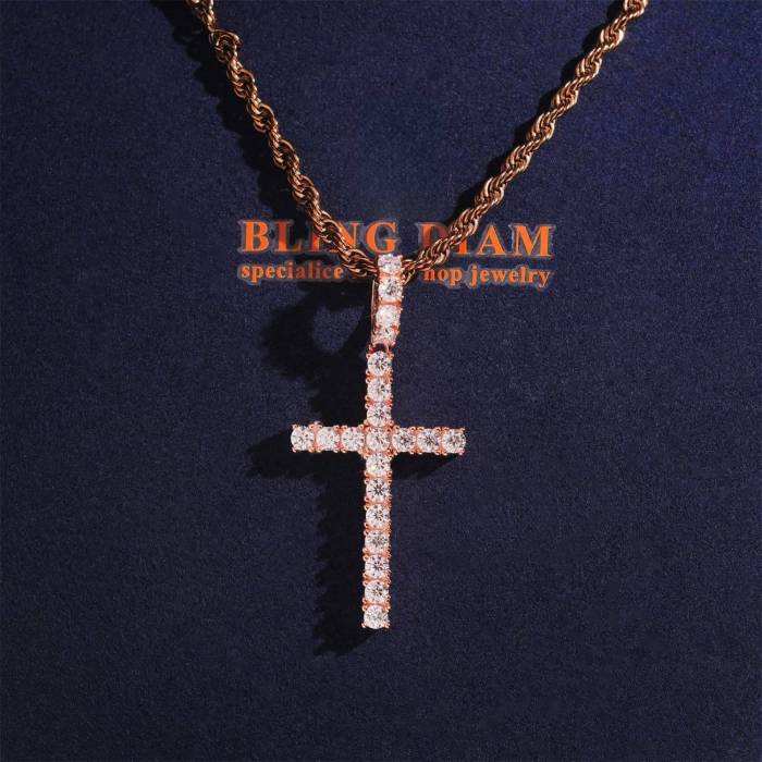 Moissanite Cross Necklace Pendant 3 colors 28777522