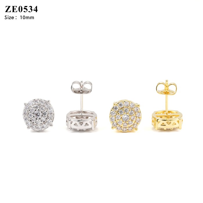 Hip-Hop Silver Moissanite Electroplated Earrings 2 colors 28782835
