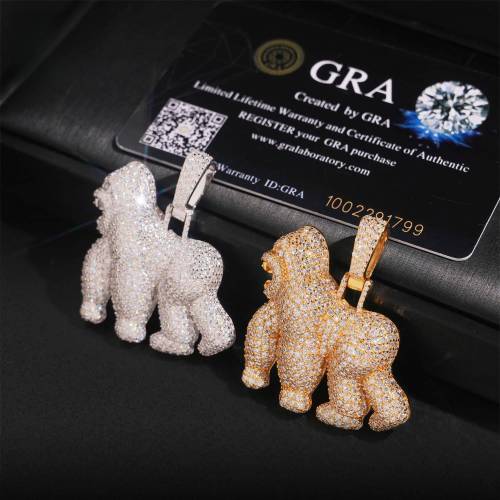 Sterling Silver Gorilla Pendant with Moissanite Stone 2 colors 28777545