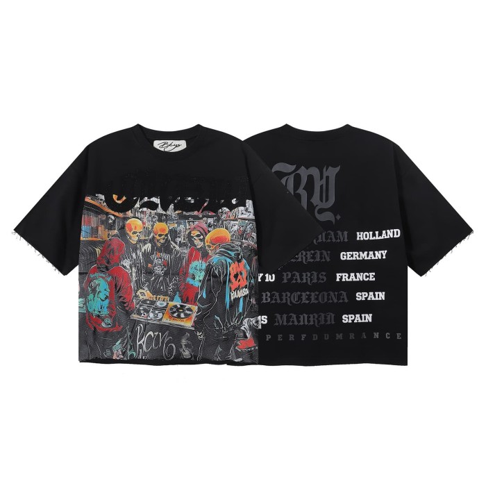 CD Skull Rhinestone Print Washed Tee 28874565
