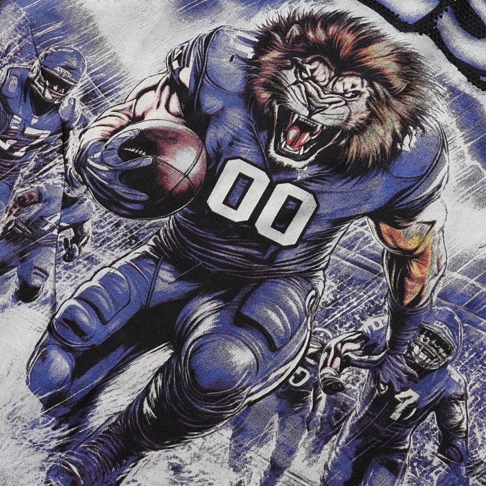 Lion Rugby Player Print Washed Tee 28874481