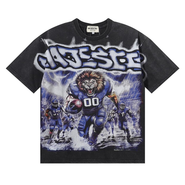 Lion Rugby Player Print Washed Tee 28874481